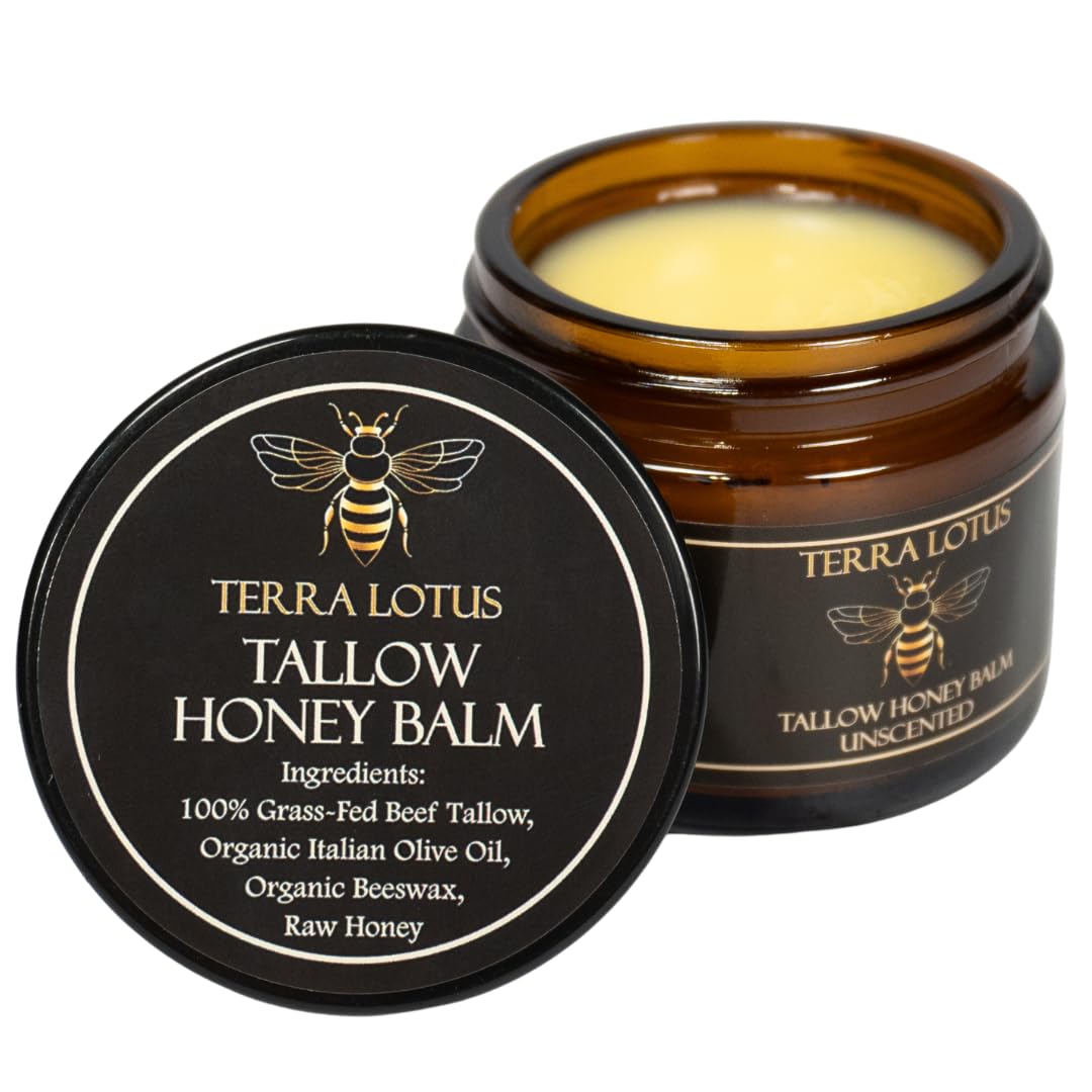 Organic Grass-Fed Beef Tallow Balm with Raw Honey